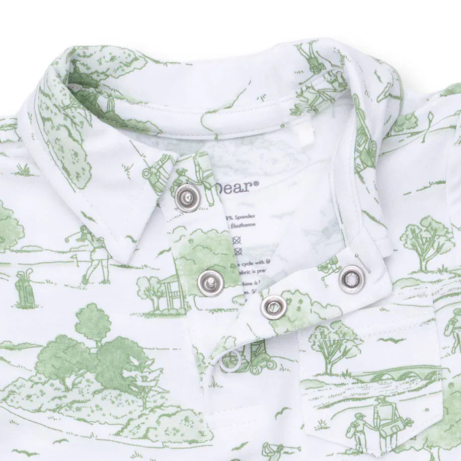 Golf Toile Green Polo Romper