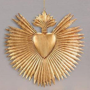 Abbott Abbott Large Pleat Edge Flame Heart Wall Decor Ornament 14"H Antique Gold - Little Miss Muffin Children & Home