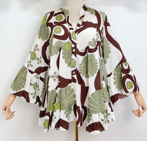 Loowie Loowie Italian Abstract Blouse in Olive - Little Miss Muffin Children & Home