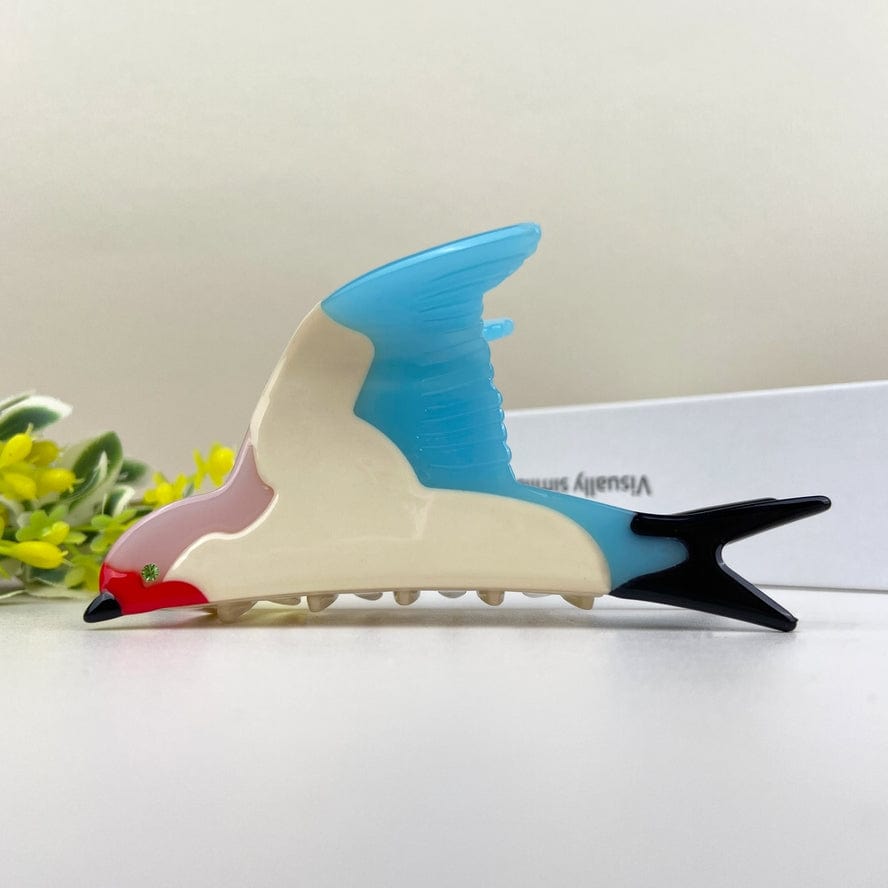 The Diva Soap Acetate Swallow Hair Claw Clip Animal Bird in Blue - Little Miss Muffin Children & Home