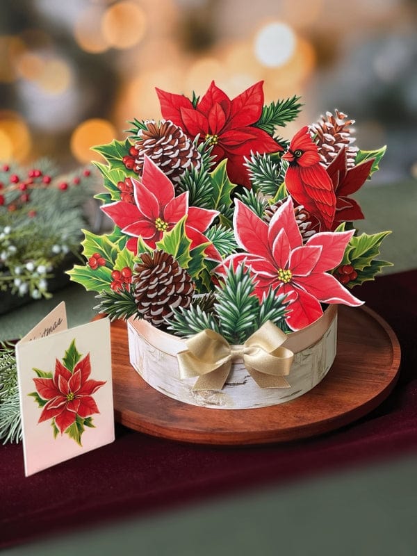 FreshCut Paper FreshCut Paper Birch Poinsettia Pop-Up Holiday Greeting Card - Little Miss Muffin Children & Home