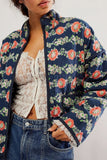 Rosa Clothing Amelia Floral Quilted Jacket in Navy