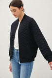 Be Cool Quilted Zip Up Bomber Jacket