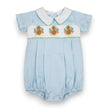 Blake Turkey Smocked White Collared Bubble with Pintucks