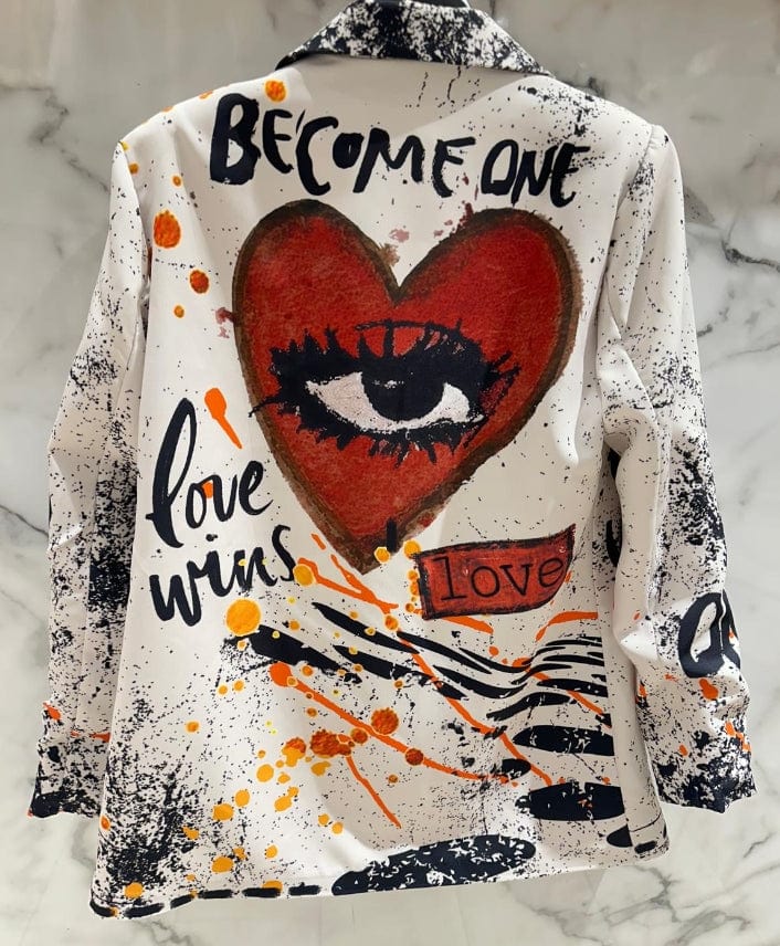 Loowie Italian White Love Print Blazer - Little Miss Muffin Children & Home