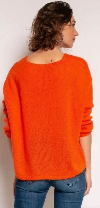 Loowie Loowie Soft & Comfy Italian Knit V-Neck Sweater in Orange - Little Miss Muffin Children & Home