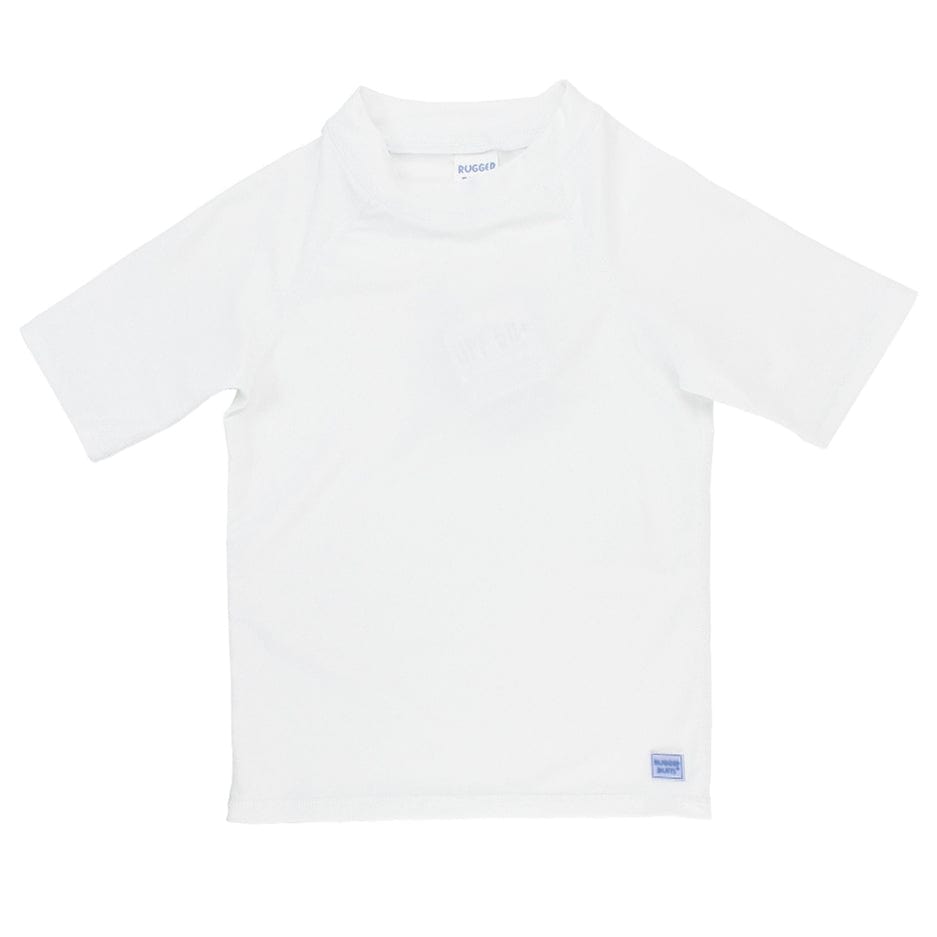 Ruffle Butts Ruffle Butts White Short Sleeve Rash Guard - Little Miss Muffin Children & Home