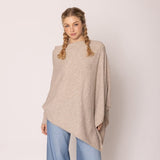 Long Sleeve Solid Color Poncho in Taupe