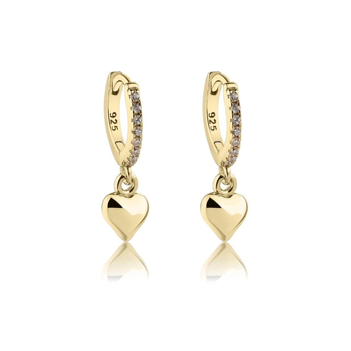 Girls Heart Huggie Hoop Earrings in 14k Gold-Plated & Sterling Silver