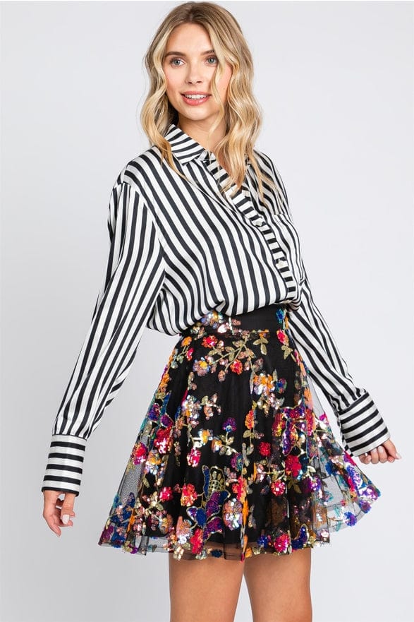 GeeGee Clothing GeeGee Clothing Floral Sequin Mesh Skirt - Little Miss Muffin Children & Home