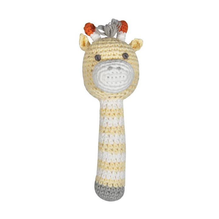 Giraffe Crochet 6" Stick Rattle