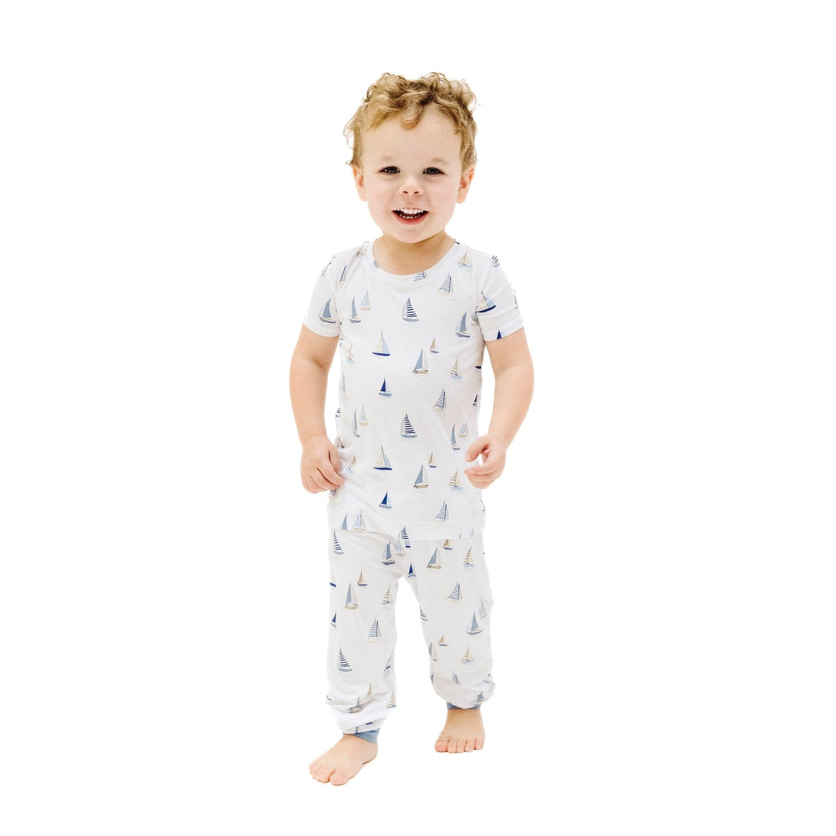 Angel Dear Angel Dear Sailboats Blue Short Sleeve Loungewear Set - Little Miss Muffin Children & Home
