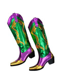 Mardi Gras Creations Mardi Gras Inspired Adult Purple/Green/Gold Metallic Cowboy Boots