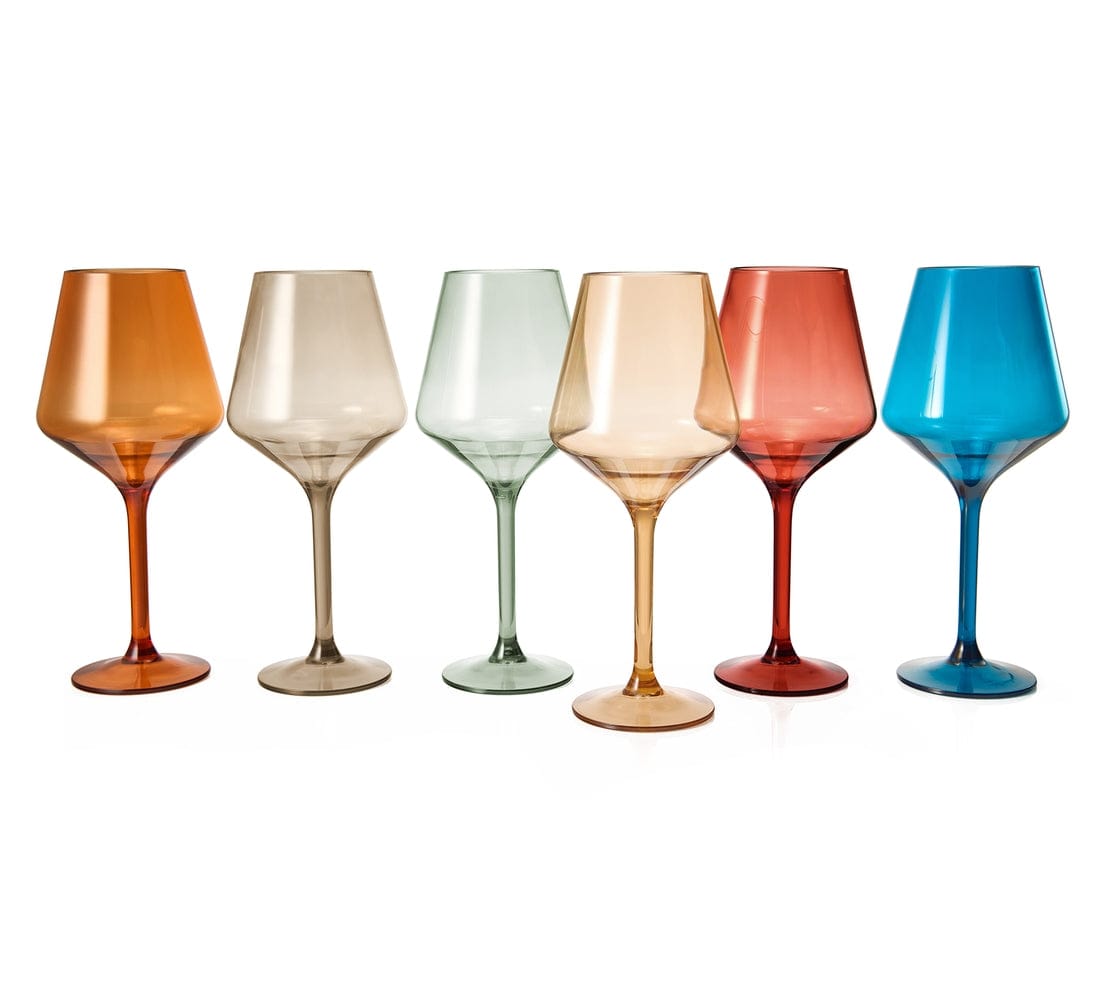 Unbreakable Acrylic Pastel Wine Glasses Set of 6