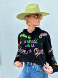 Mardi Gras Creations Mardi Explosion Crop Hoodie