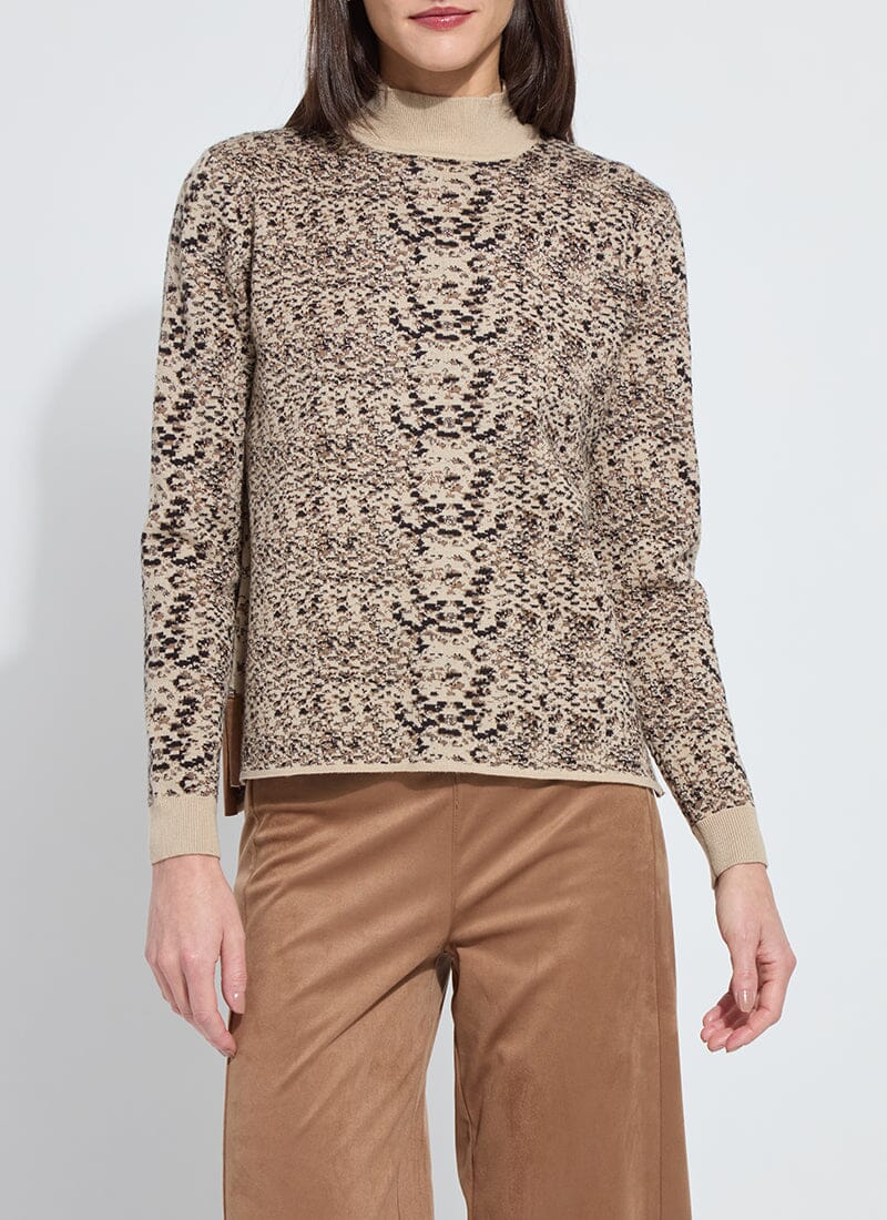 Declan Mock Neck Lux Camel Snake Jacquard Sweater