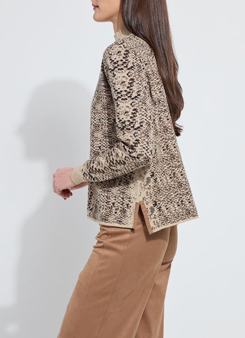 Declan Mock Neck Lux Camel Snake Jacquard Sweater