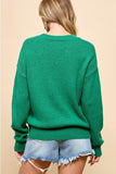 Cezele Heart Long Sleeve Knit Sweater