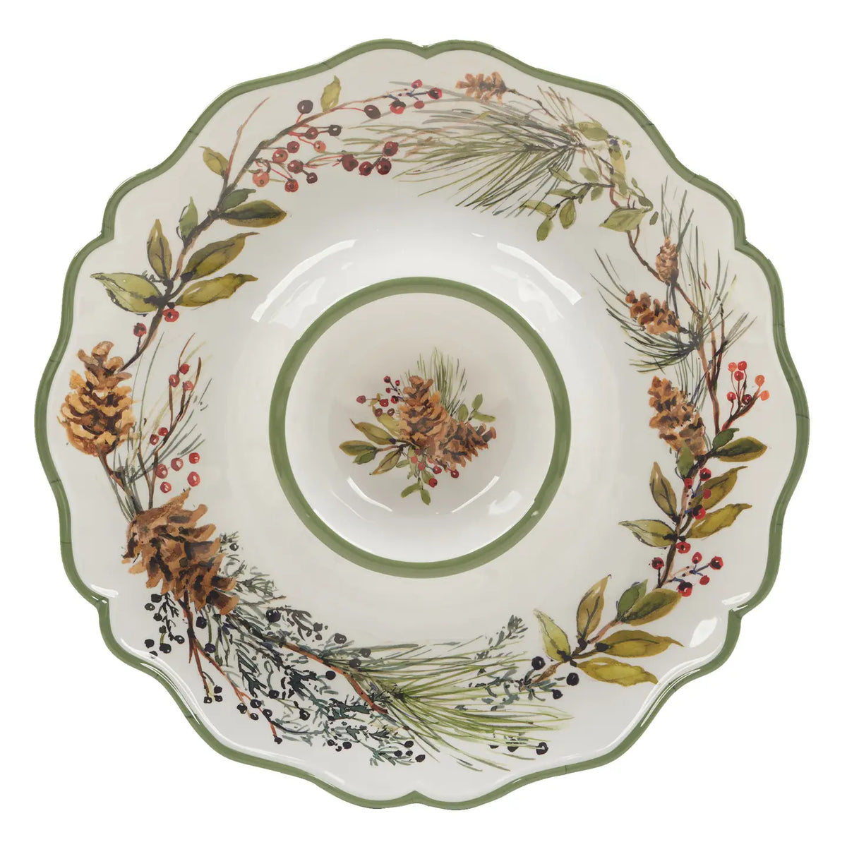 Winters Forest Christmas Heavyweight Melamine 14.5" Chip & Dip