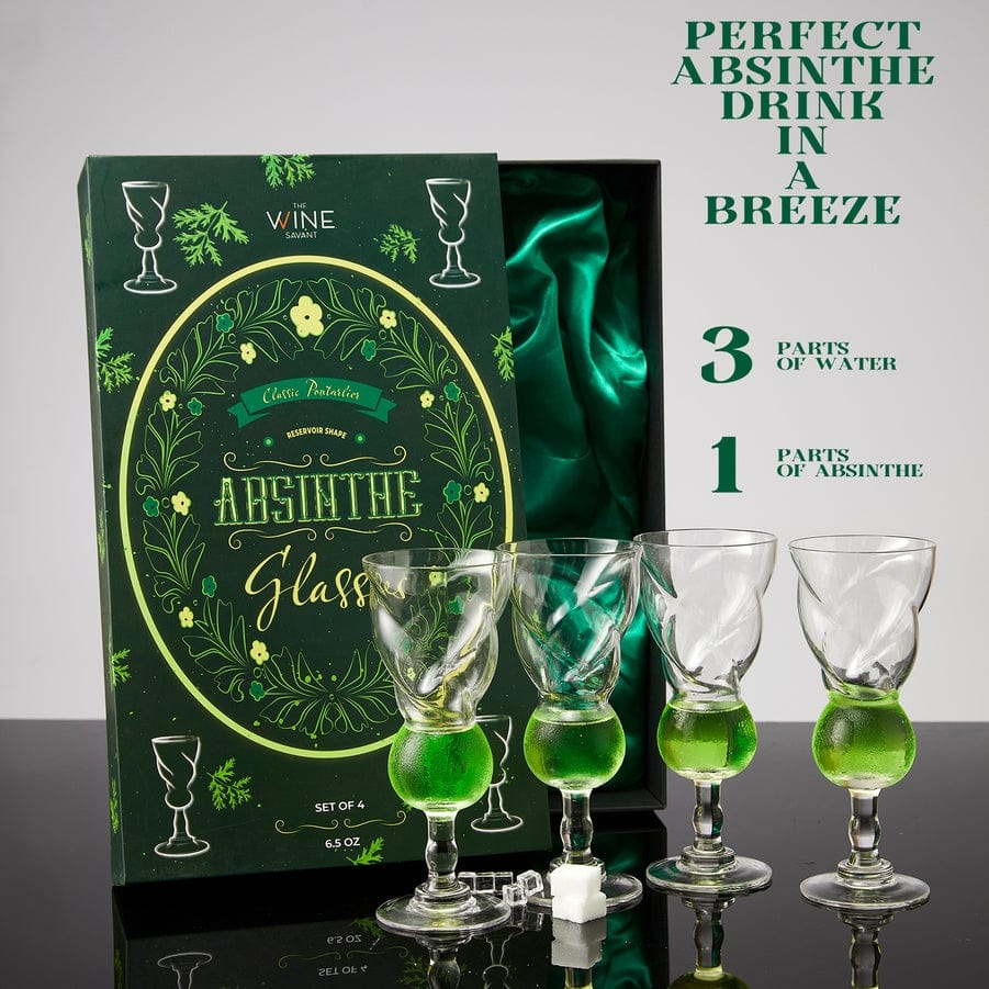 The Wine Savant Absinthe Glasses 7.6oz Unique Shape, Set of 4 - Little Miss Muffin Children & Home