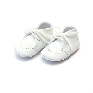 L'Amour Baby Benny Leather Lace Up Booties in White