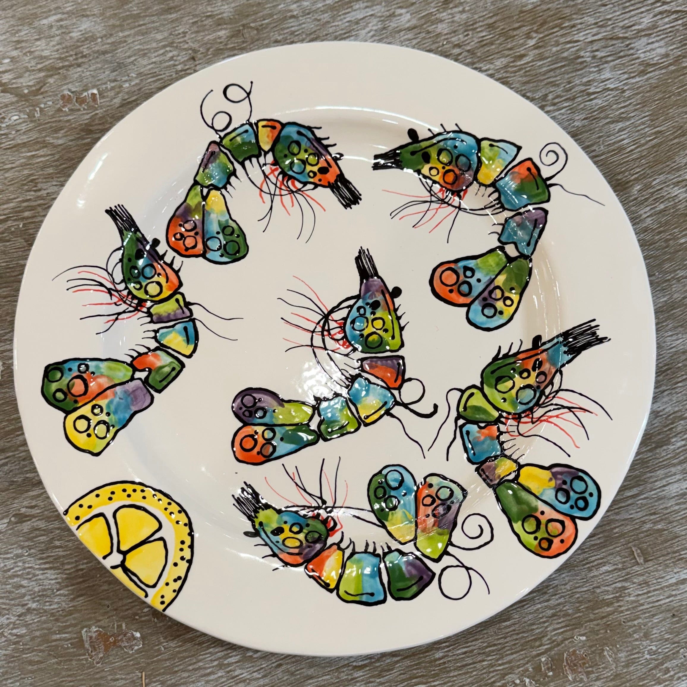 Jan Salzer Art Jan Salzer Rainbow Shrimp Plate - Little Miss Muffin Children & Home