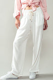 Urban Daizy Luxe Linen Drawstring Pants in White