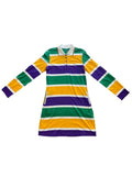 Mardi Gras Creations Thick Stripe Rugby Long Sleeve Ladies' Dress