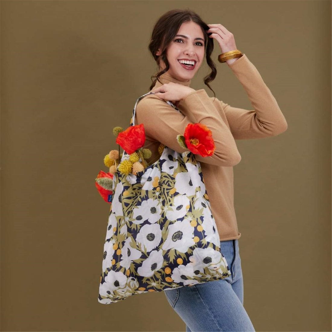 Rock Flower Paper Rock Flower Paper Anemone Poppy Blu Bag Reusable Shopper Tote - Little Miss Muffin Children & Home