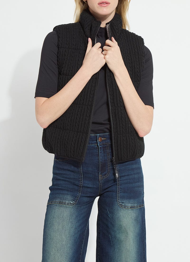 Lysse Rowyn Reversible Sleeveless Puffer Vest in Donegal Tweed