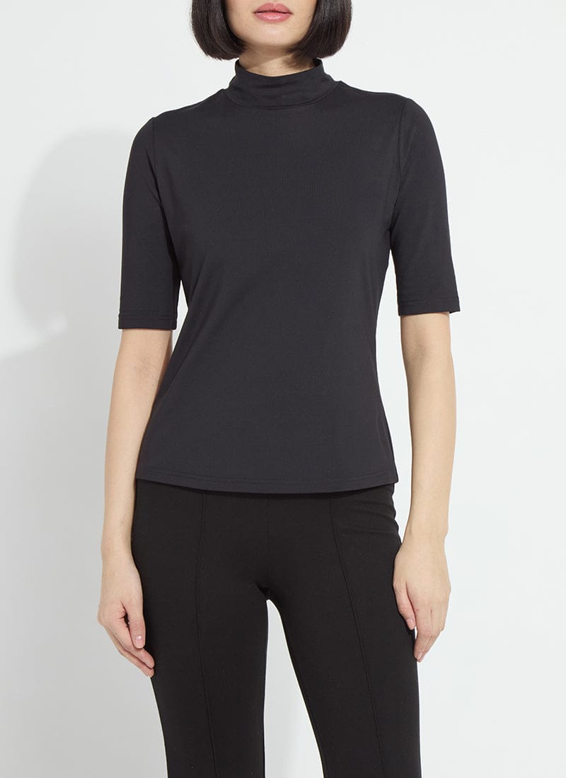 Lysse Clara Mockneck Elbow Sleeve Top in Black