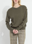 Lysse Adelaide Button Trim Pullover Sweater in Mosswood