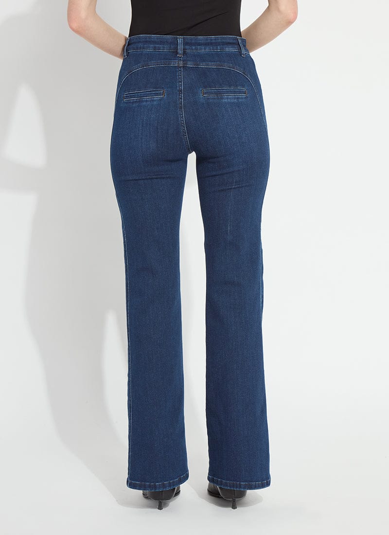 Lysse Liora Zip Front Denim Trouser in Dark Authentic Midwash