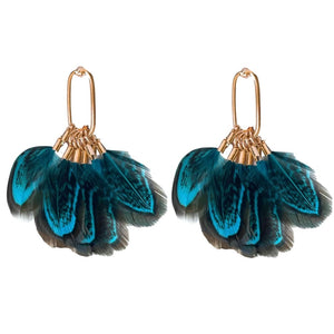 St Armands Designs of Sarasota St Armands Designs Feather Tassel Statement Earrings - Little Miss Muffin Children & Home