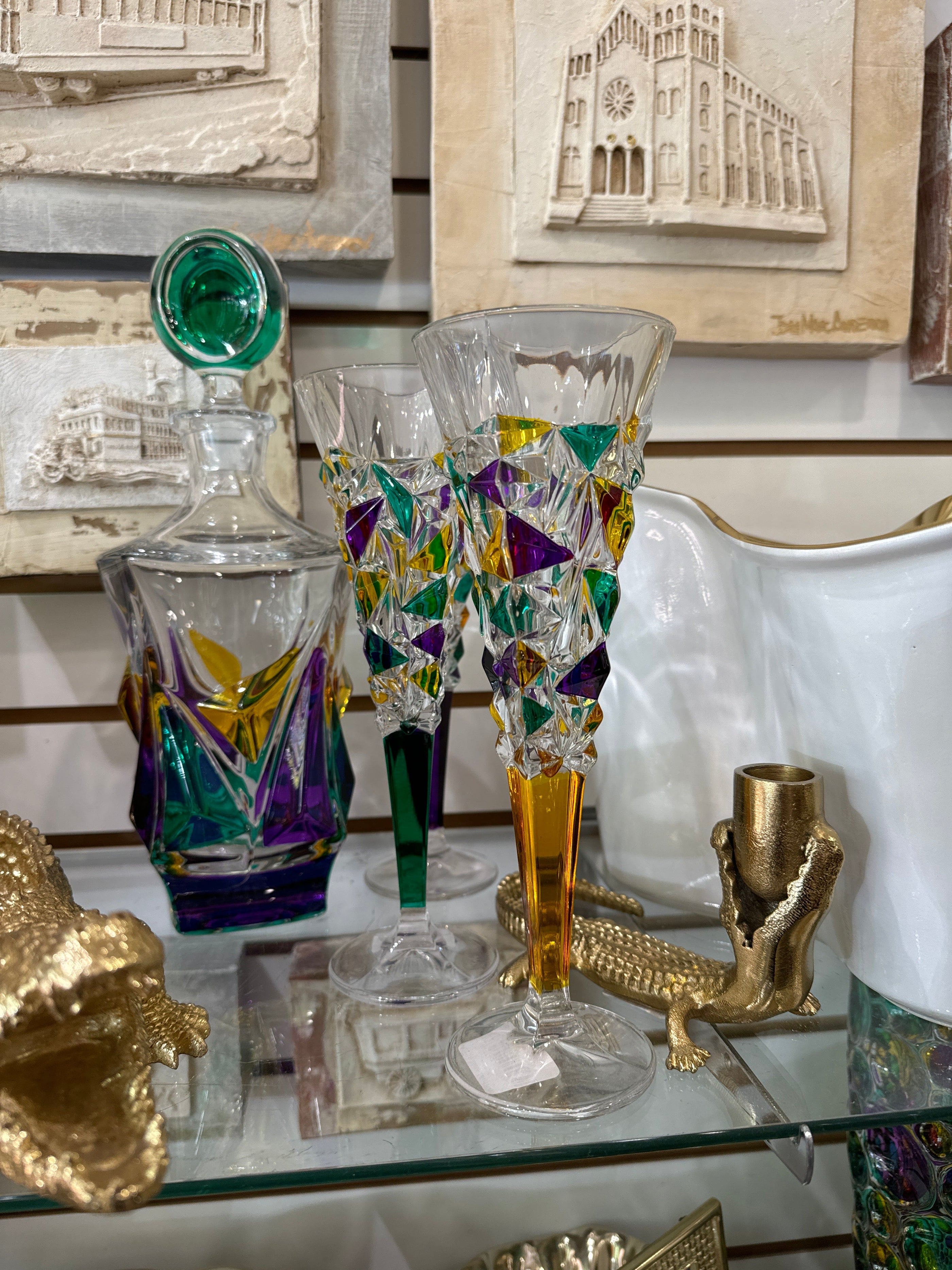 Gage Gage Glacier Flute Champagne, Mardi Gras, Sold Separately - Little Miss Muffin Children & Home