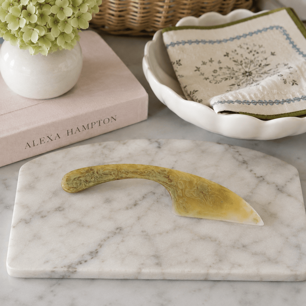 Green Marbled Resin Cheese Knife