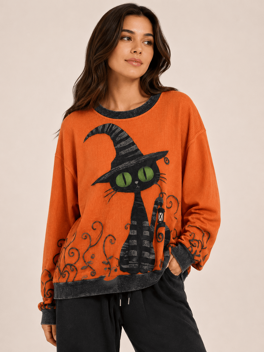 Black Cat with Hat 3D Print Sweatshirt