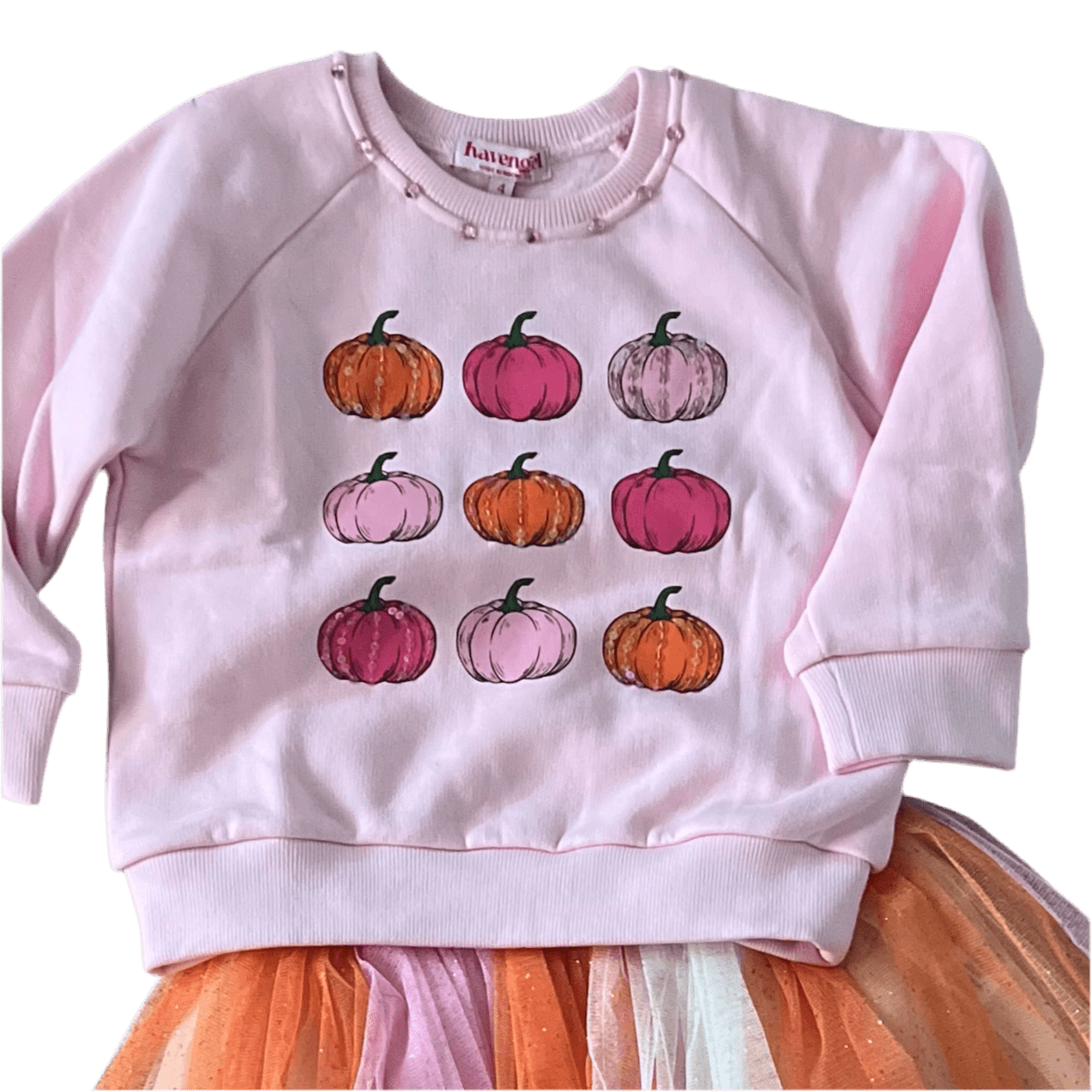 Joyous and Free Joyous and Free Pumpkin Sweatshirt in Cotton Candy - Little Miss Muffin Children & Home