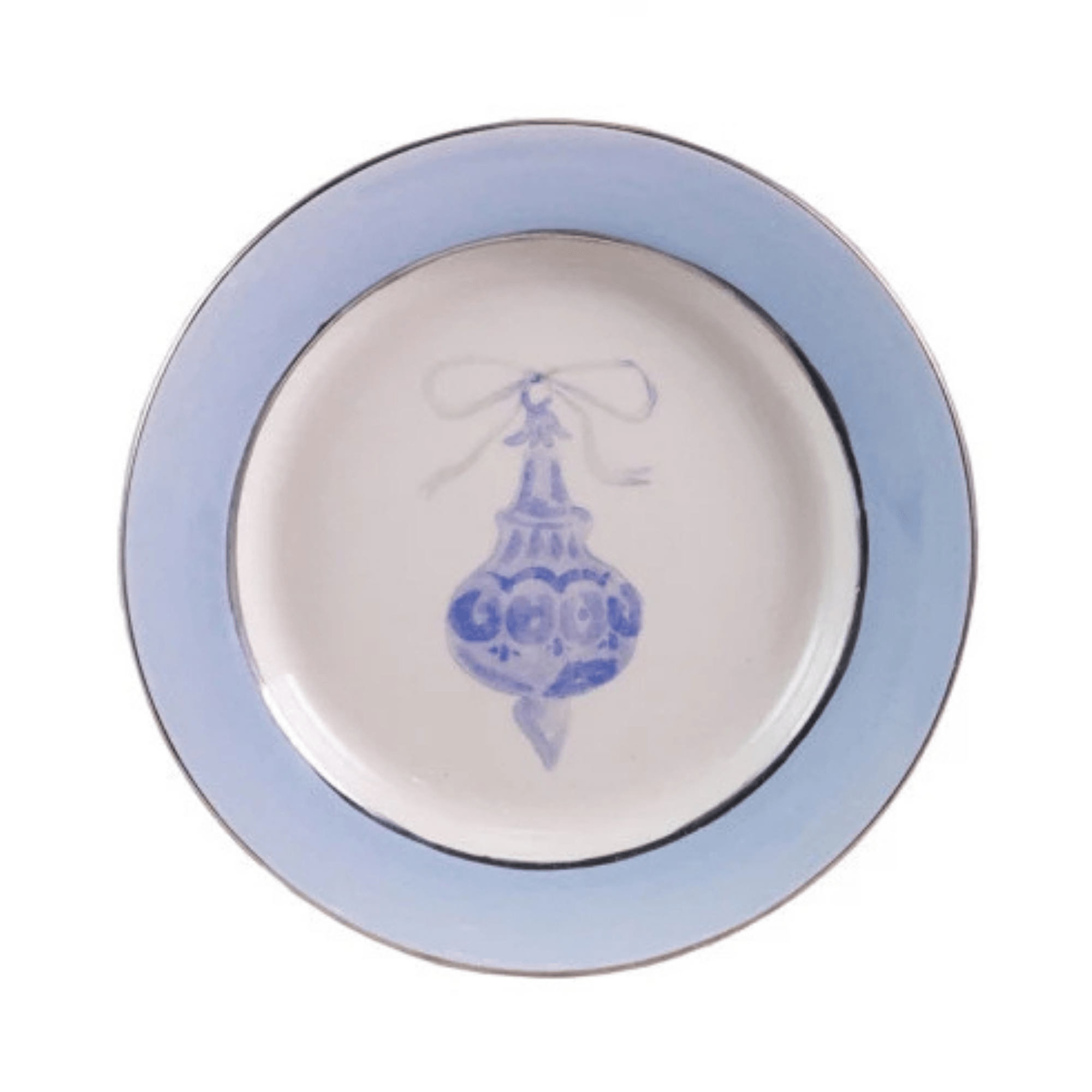 Creative Co-op Stoneware Plate with Ornament Image & Electroplated Edges, 4 Styles - Little Miss Muffin Children & Home