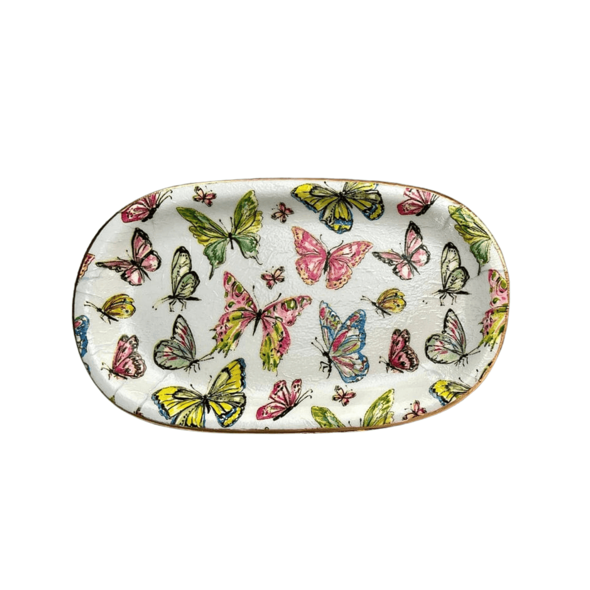Large Ceramic Jewelry Tray in Spring Butterflies