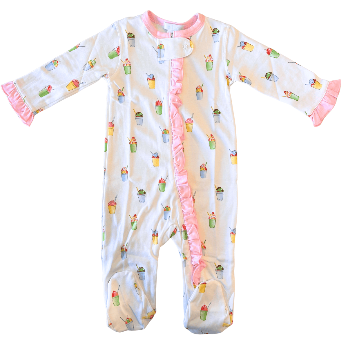 Snowball Cup Footie PJs with Pink Trim