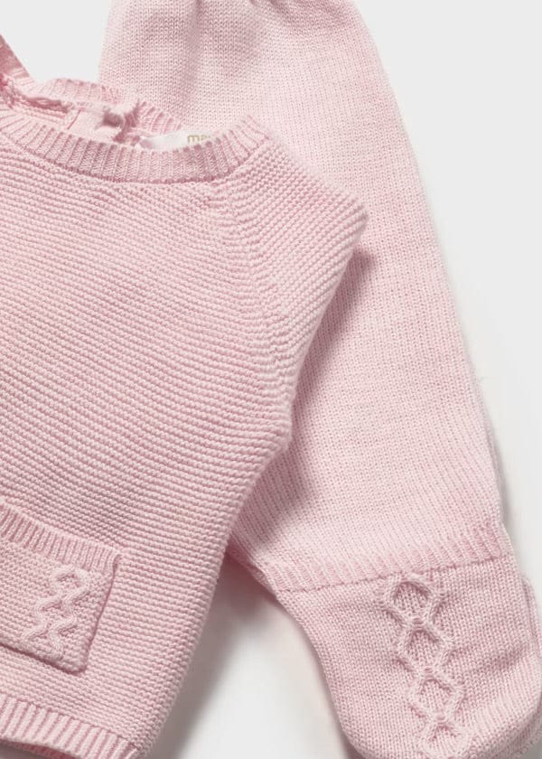 baby girls knit 3 piece set in pink