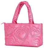 iScream Pink Shining Heart Puffy Overnight Bag