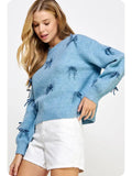 Strut & Bolt Bow Embellished Knit Sweater