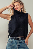 Urban Daizy Urban Daizy Hailee Cowl Neck Sleeveless Crochet Sweater in Black - Little Miss Muffin Children & Home