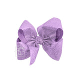 Beyond Creations 2.5" Ribbon Glitter Metallic 5.5" Huge Bow on Alligator Clip in Orchid