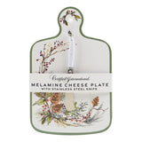 Certified International "Winters Forest Christmas" Melamine Cheese Board and Stainless Steel Knife Set