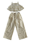Pastel Yellow Check Girls Ariana Top and Pant Set
