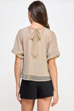 Ellison Metallic Plisse Blouse Gold