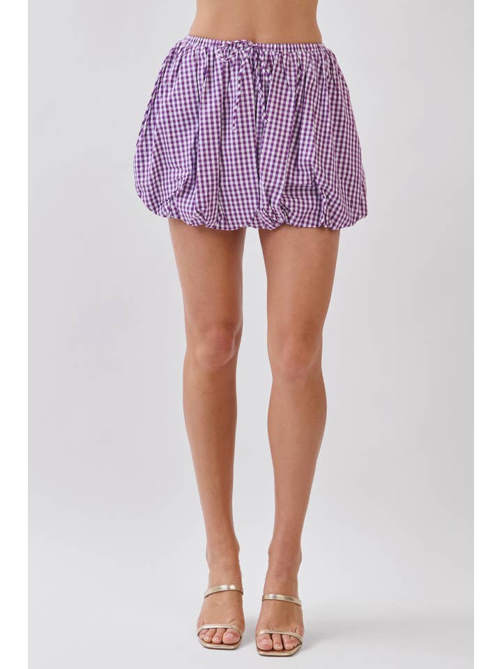 Gingham Bubble Mini Skirt